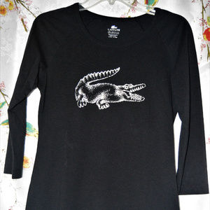LACOSTE SILVER METALLIC GATOR T